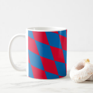 Taza De Café Patrón de bandera de diamantes de Baviera azul y r
