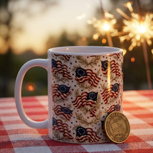Taza De Café Patrón de bandera patrimonial América 250