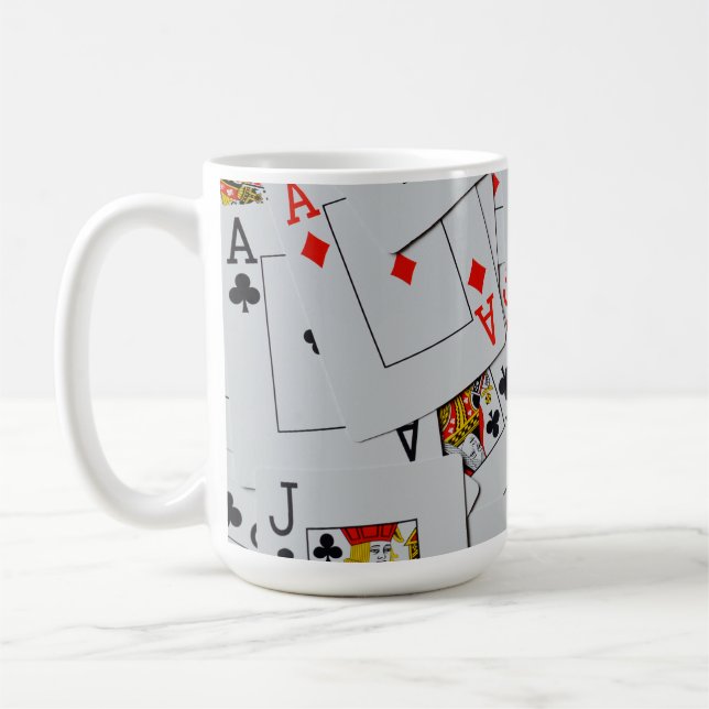 Taza De Café Patrón de baraja de cartas dispersas, (Izquierda)