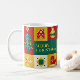 Taza De Café patrón de bloque de Navidad estilo bauhaus