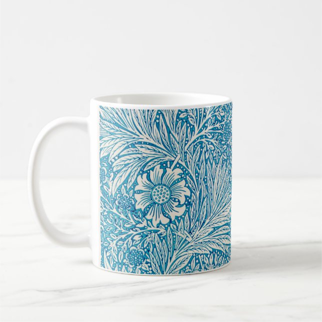 Taza De Café Patrón de Blue Marigold William Morris (Izquierda)