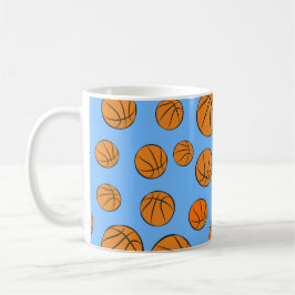 Taza De Café Patrón de bolas de baloncesto en fondo azul