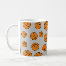 Taza De Café Patrón de bolas de baloncesto en fondo gris