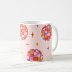 Taza De Café Patrón de bolas de discoteca coloridas retro