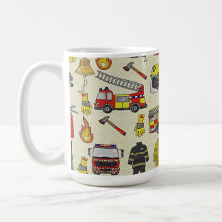 Taza De Café Patrón de bomberos, camión de bomberos, engranaje