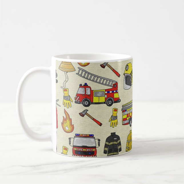 Taza De Café Patrón de bomberos, camión de bomberos, engranaje  (Izquierda)
