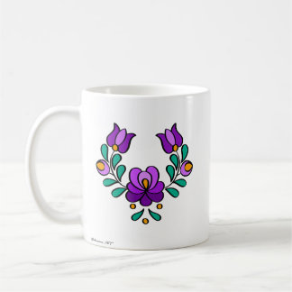 Taza De Café Patrón de bordado húngaro, "Matyó" -púrpura