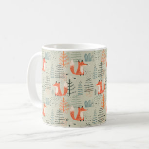 Taza De Café Patrón de bosque de bosques de la cadena Cute Dood