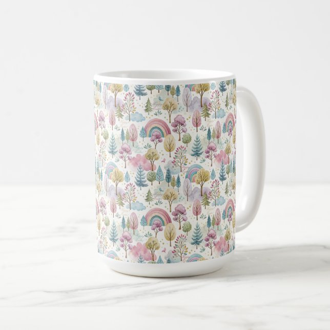 Taza De Café Patrón de bosque de Pascua pastel  (Anverso derecho)