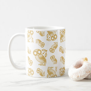 Taza De Café Patrón de búho ateniense griego antiguo