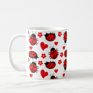 Taza De Café Patrón de Buibutismo De Ladybug Agradable Flores D