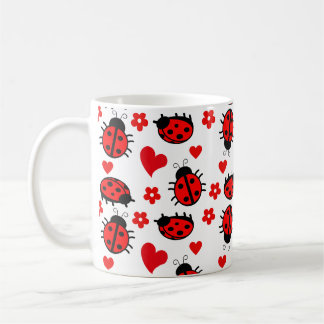 Taza De Café Patrón de Buibutismo De Ladybug Agradable Flores D