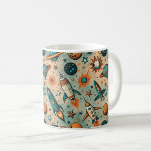 Taza De Café Patrón de buques de cohetes de naves espaciales vi