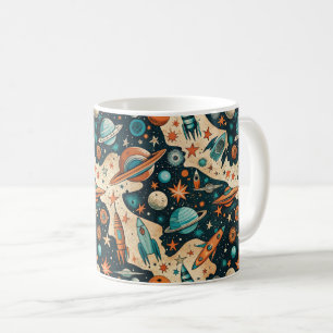 Taza De Café Patrón de buques de cohetes de naves espaciales vi