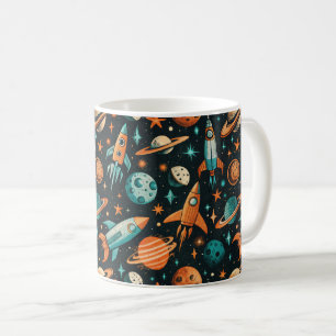 Taza De Café Patrón de buques de cohetes de naves espaciales vi