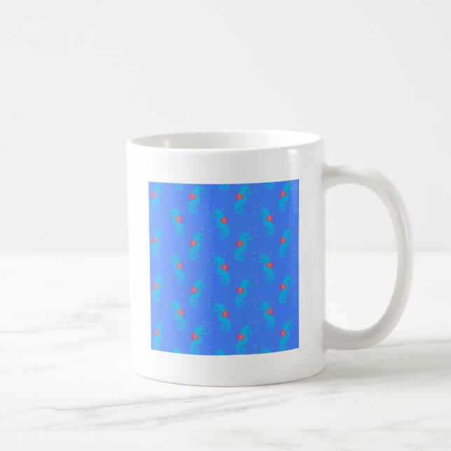 Taza De Café Patrón de caballito de mar azul (Derecha)