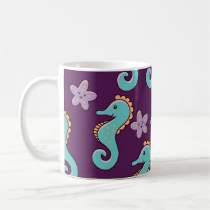 Taza De Café Patrón de caballito de mar náutico vintage