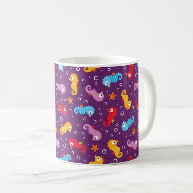 Taza De Café Patrón de caballitos de mar sin mar (Anverso derecho)