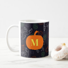 Taza De Café Patrón de caballo de Halloween otoñal monogramado