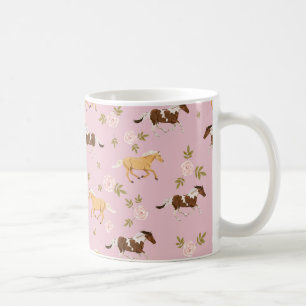 Taza De Café Patrón de caballo floral vintage