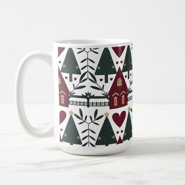 Taza De Café Patrón de cabaña de Navidades escandinavos (Izquierda)