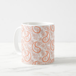 Taza De Café Patrón de cachemira monocromo beige blanco naranja