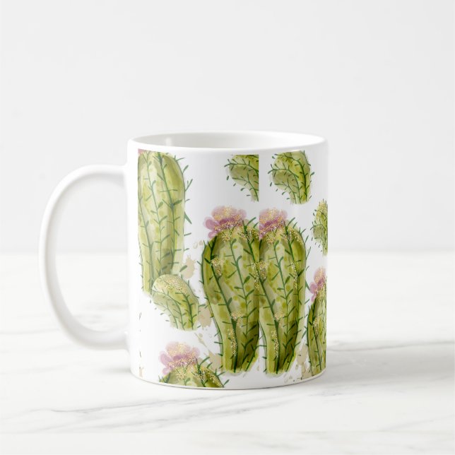 Taza De Café Patrón de Cactus acuarela (Izquierda)