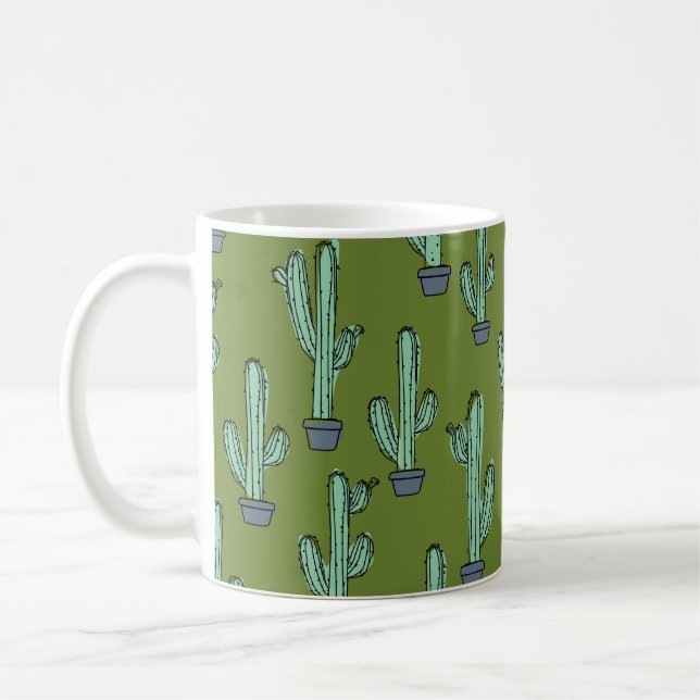 Taza De Café Patrón de cactus dibujado a mano (Izquierda)