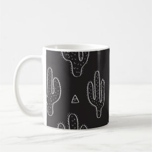 Taza De Café Patrón de cactus negro dibujado a mano
