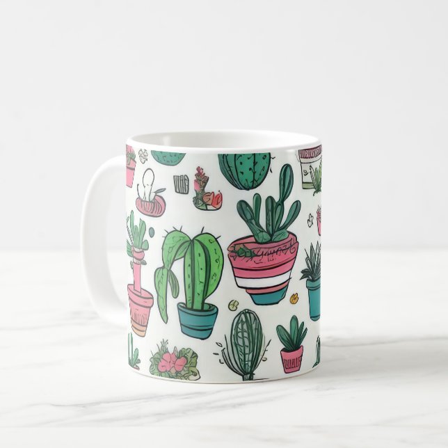 Taza De Café Patrón de Cactus Succulent (Anverso izquierdo)