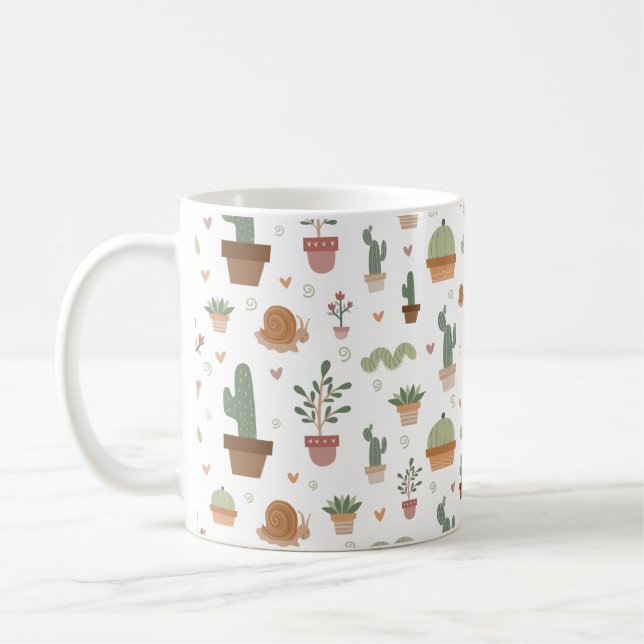 Taza De Café Patrón de cactus y suculentos (Izquierda)