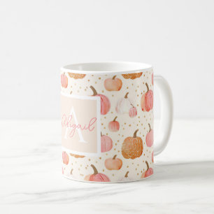 Taza De Café Patrón de calabaza de color de agua con nombre