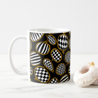 Taza De Café Patrón de calabaza negro blanco y dorado