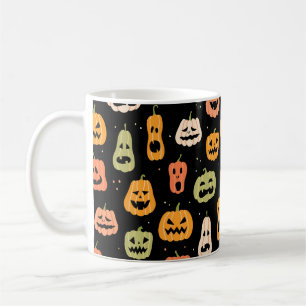 Taza De Café Patrón de calabaza sin fisuras de Halloween. Mano