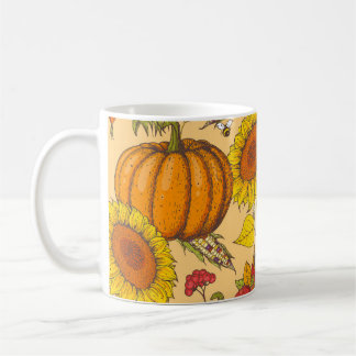 Taza De Café Patrón de calabaza y hojas de arce.