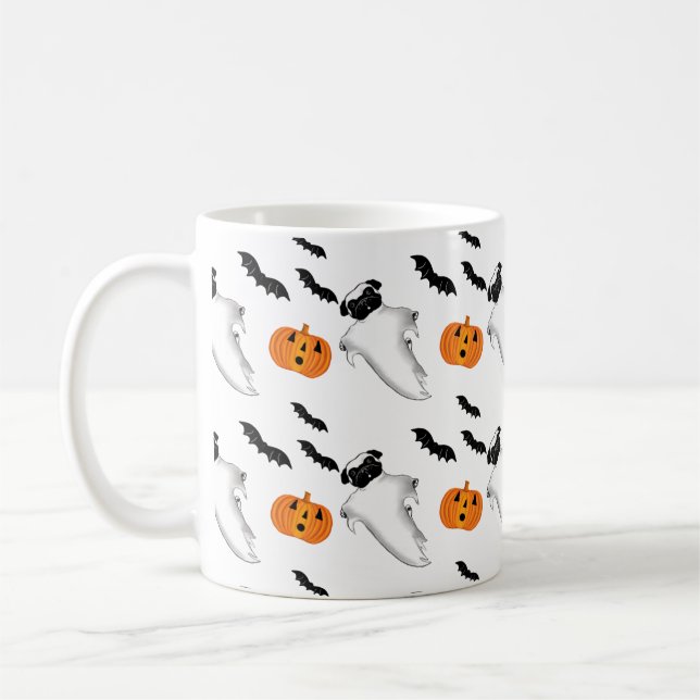 Taza De Café Patrón de calabaza y murciélago de Halloween (Izquierda)
