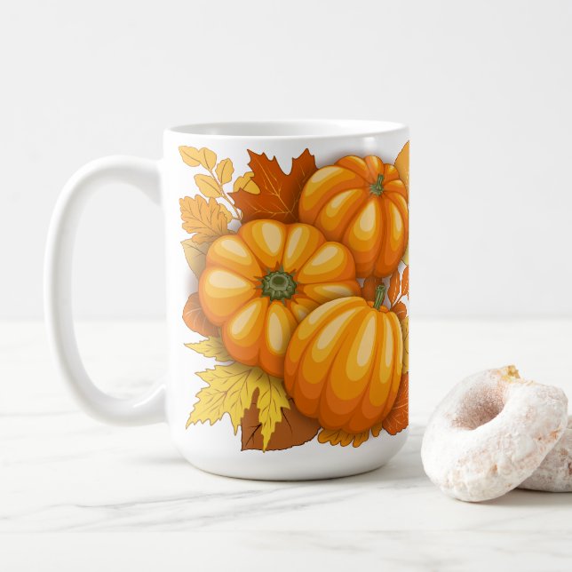 Taza De Café Patrón de calabazas de Halloween en temporada de o (Con donut)
