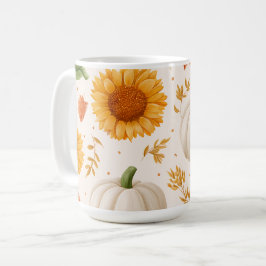 Taza De Café Patrón de calabazas otoñales y girasoles de color 