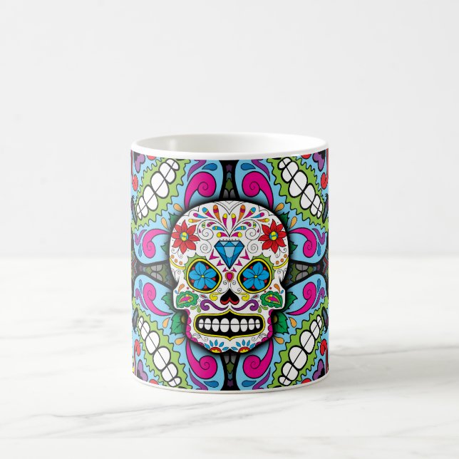 Taza De Café Patrón de calaveras azucareras (Centro)