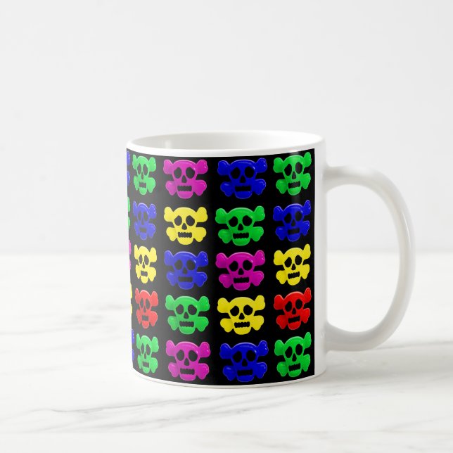 Taza De Café Patrón de calaveras coloridas (Derecha)