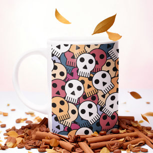 Taza De Café Patrón de calaveras multicolor