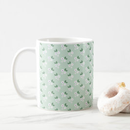 Taza De Café Patrón de calico simple verde blanco