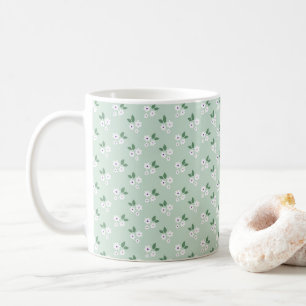 Taza De Café Patrón de calico simple verde blanco