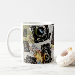 Taza De Café Patrón de cámara de viaje de vintage