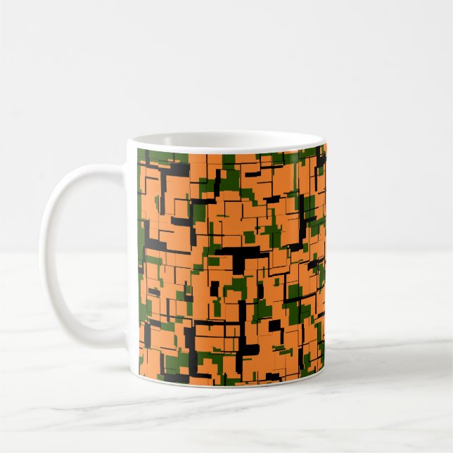 Taza De Café Patrón de cámara digital verde negro naranja (Izquierda)