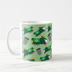 Taza De Café Patrón de camión de basura de reciclaje