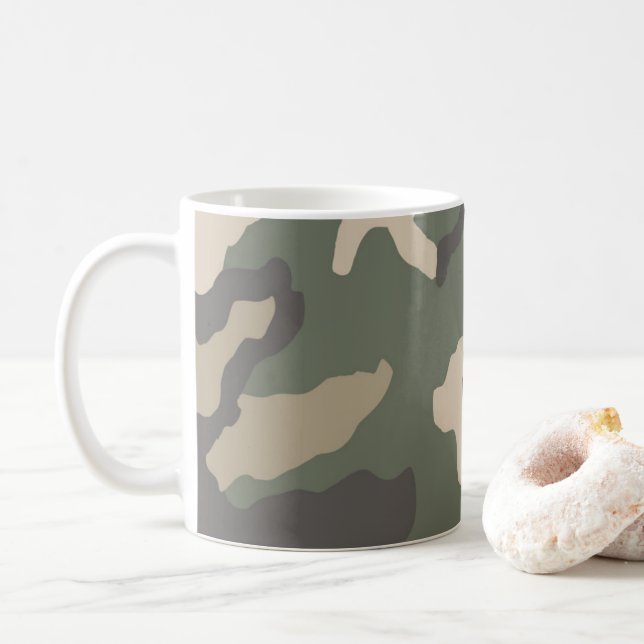 Taza De Café Patrón de Camo Verde (Con donut)