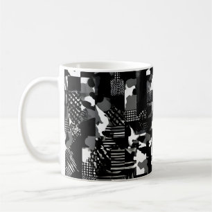 Taza De Café Patrón de camuflaje blanco negro "Fractura"