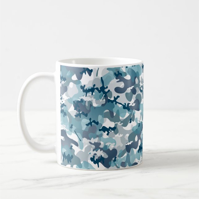 Taza De Café Patrón de camuflaje de Camo Azul en tonos de marin (Izquierda)