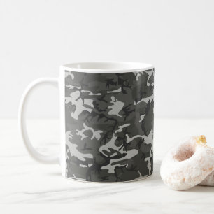 Taza De Café Patrón de camuflaje gris, patrón militar, ejército